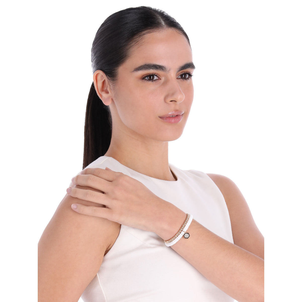 Pulsera DNKY Color Dorado/Blanco 04B00305 Para Dama