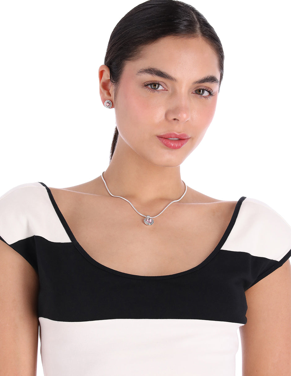 Box Set Collar Y Aretes Napier Color Plateado 17S00105 Para Dama