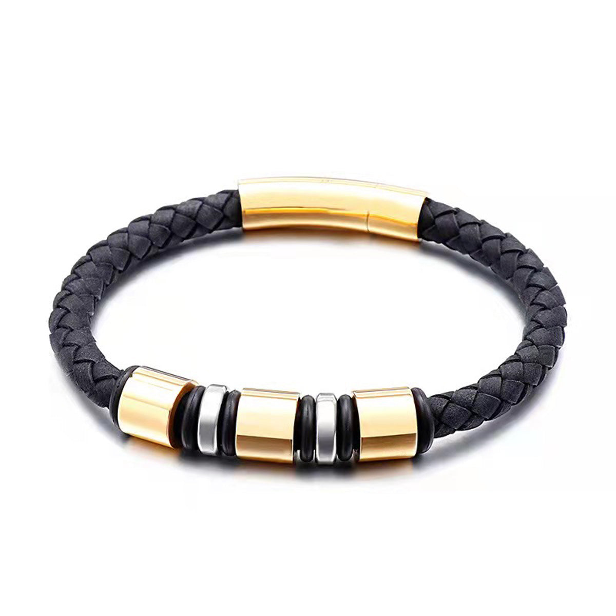 Pulsera LEE COOPER Color Negro/Dorado Lc.B.01372.251 Para Caballero