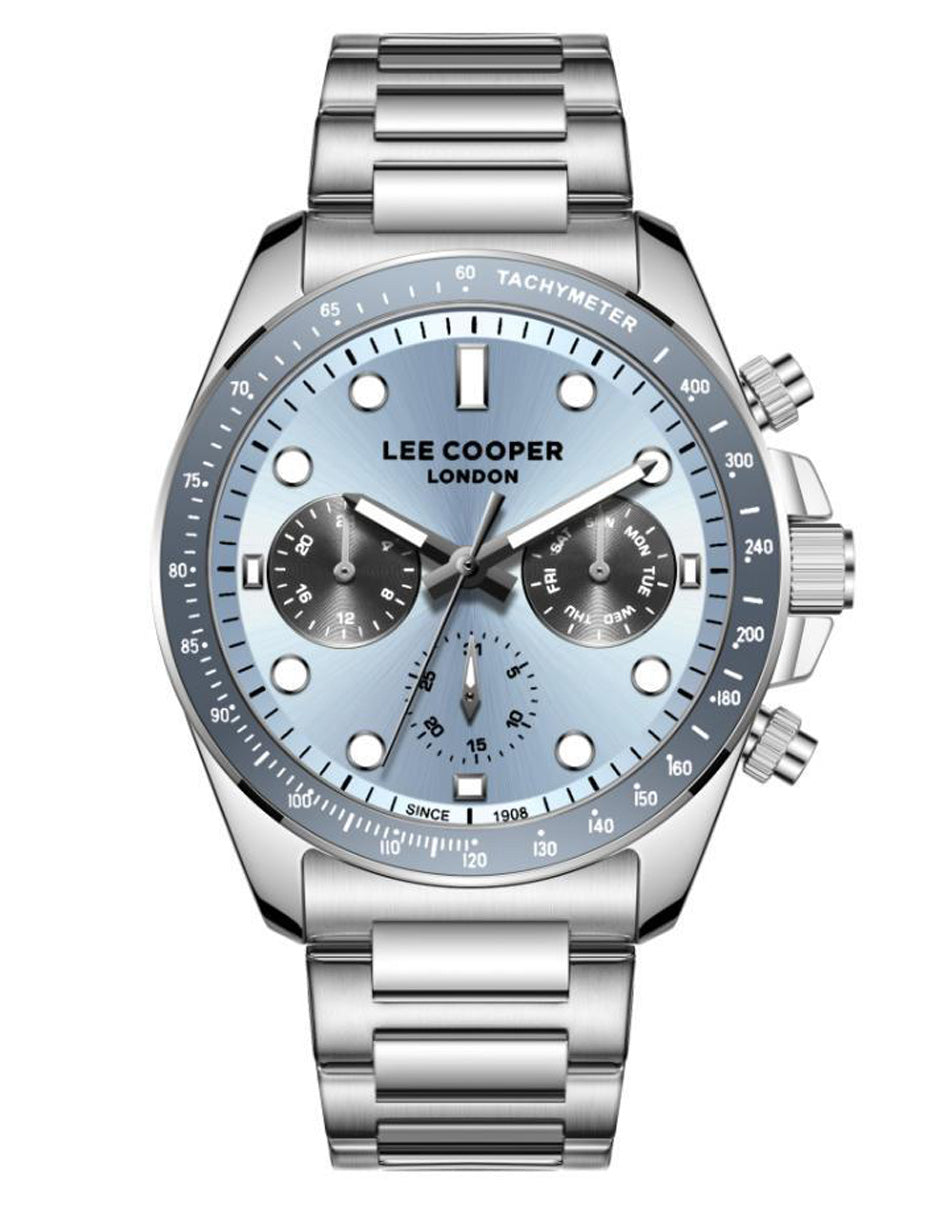 Reloj Lee Cooper Color Plateado Lc08215.300 Para Caballero