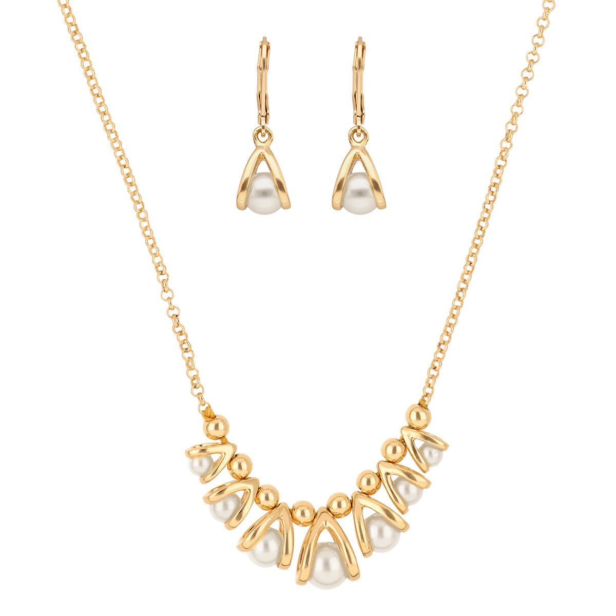 Boxset Collar Y Aretes Anne Klein Color Dorado 01B01390 Para Dama