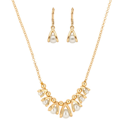 Boxset Collar Y Aretes Anne Klein Color Dorado 01B01390 Para Dama