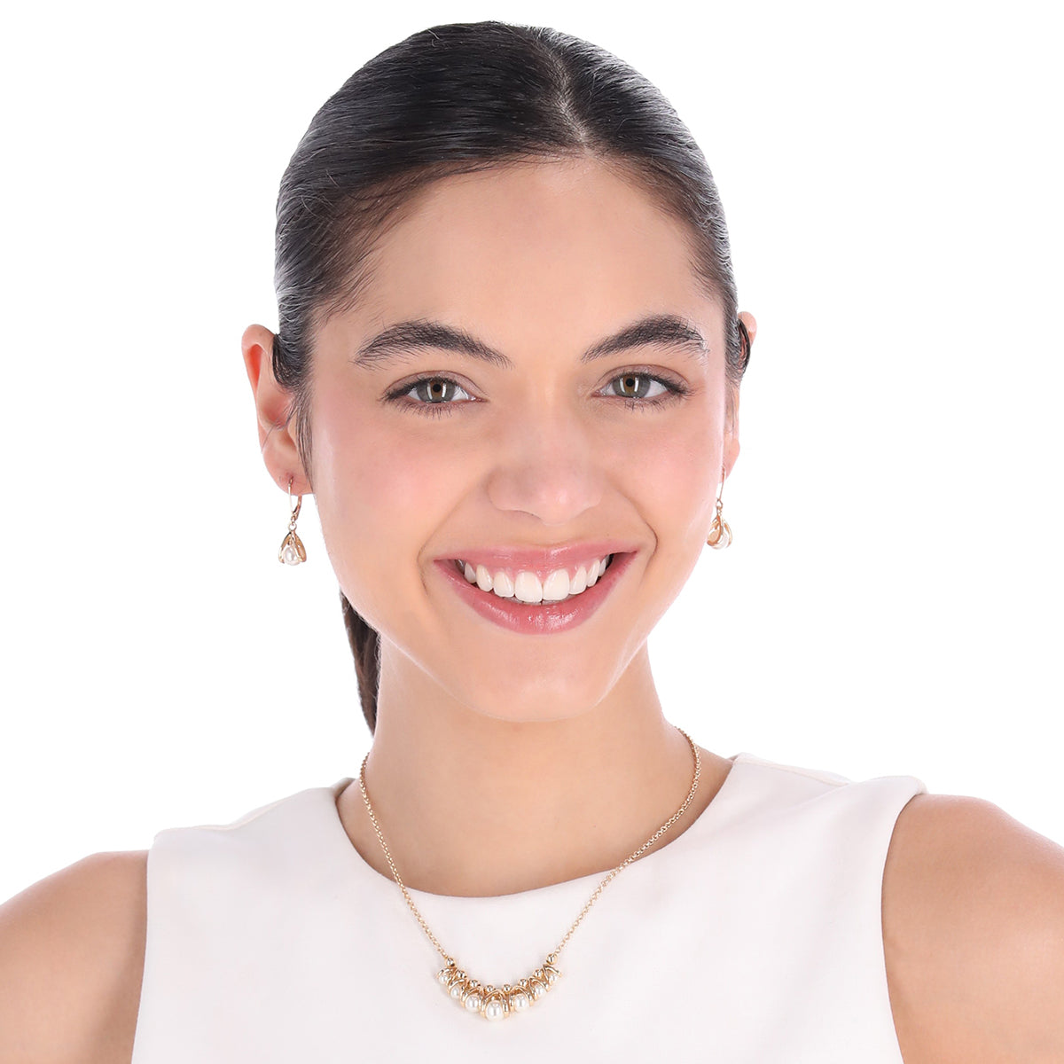 Boxset Collar Y Aretes Anne Klein Color Dorado 01B01390 Para Dama