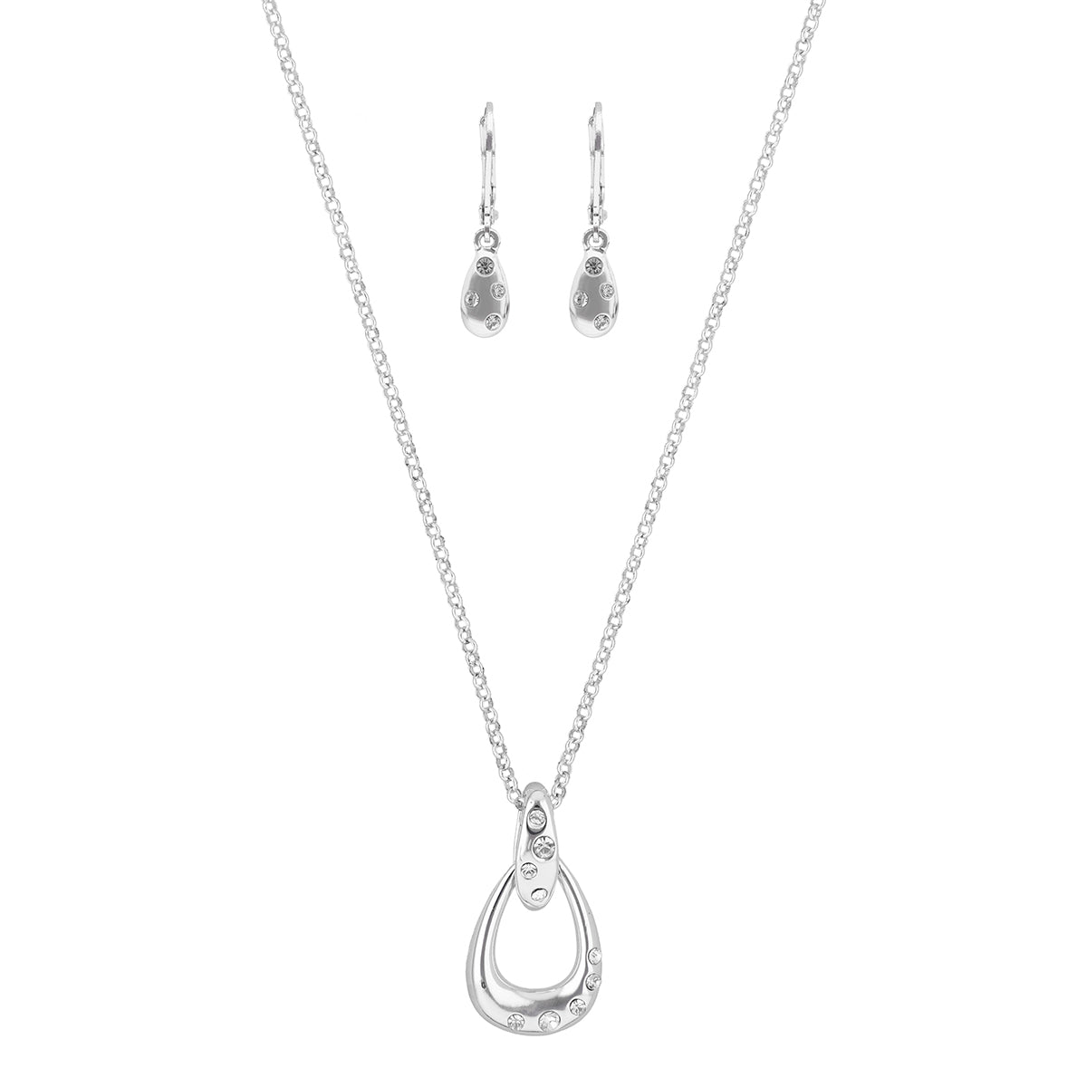 Boxset Collar Y Aretes Anne Klein Color Plateado 01B01401 Para Dama