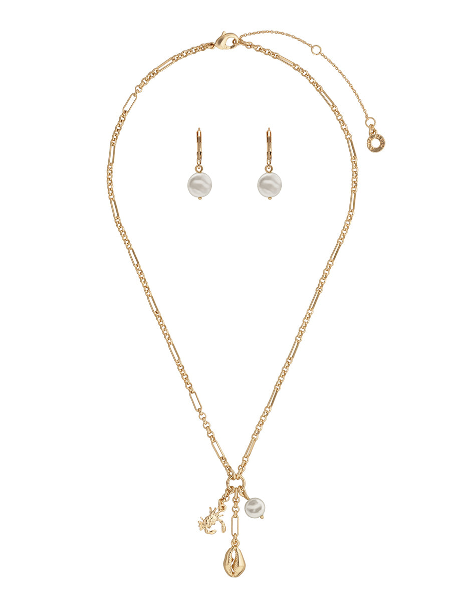 Boxset Collar Y Aretes Anne Klein Color Dorado 01B01454 Para Dama