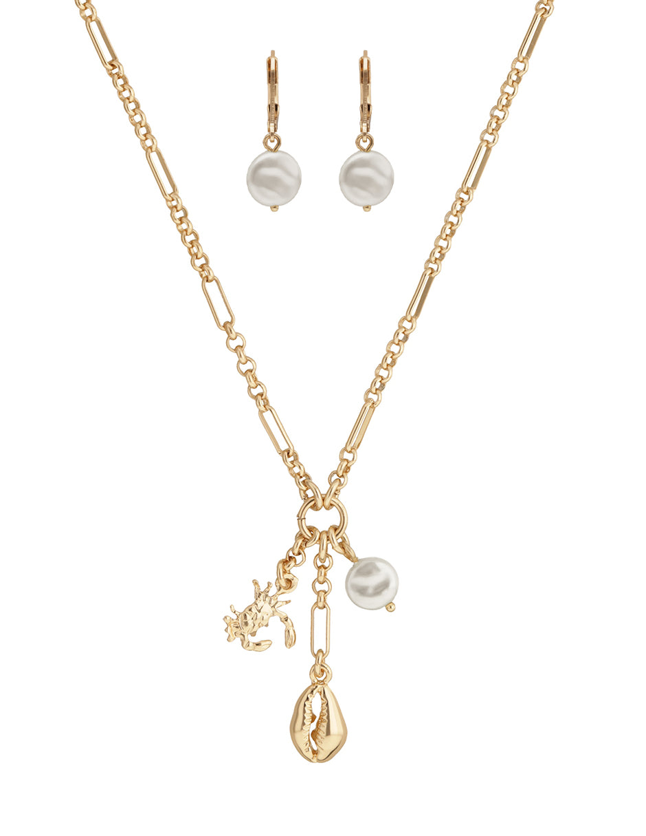 Boxset Collar Y Aretes Anne Klein Color Dorado 01B01454 Para Dama
