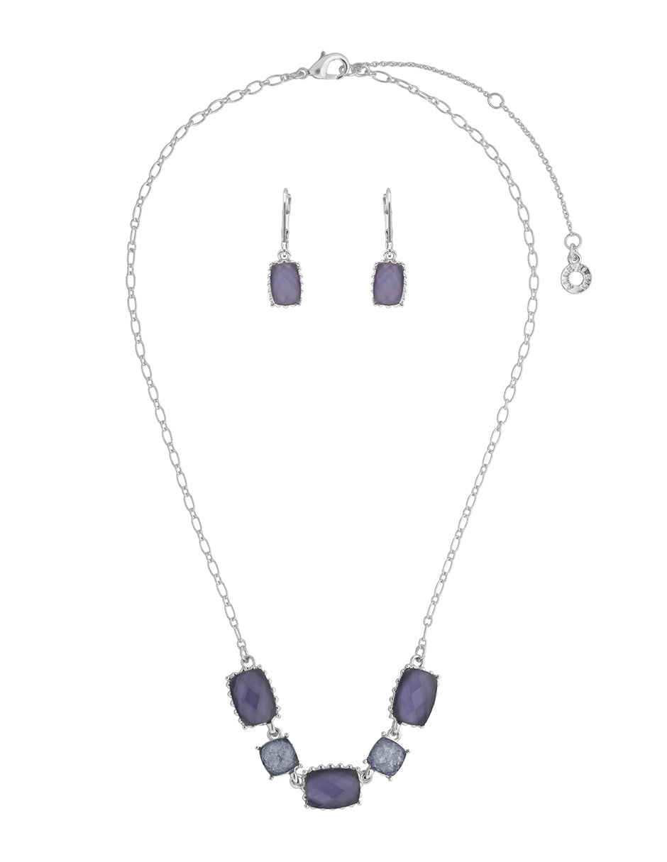 Boxset Collar Y Aretes Anne Klein Color Plateado 01B01456 Para Dama