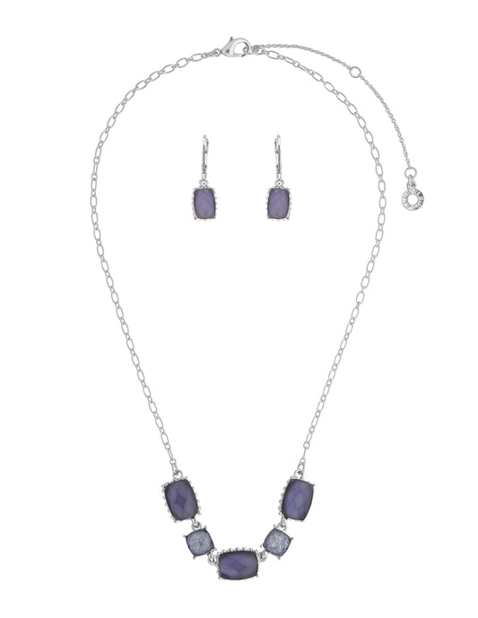 Boxset Collar Y Aretes Anne Klein Color Plateado 01B01456 Para Dama