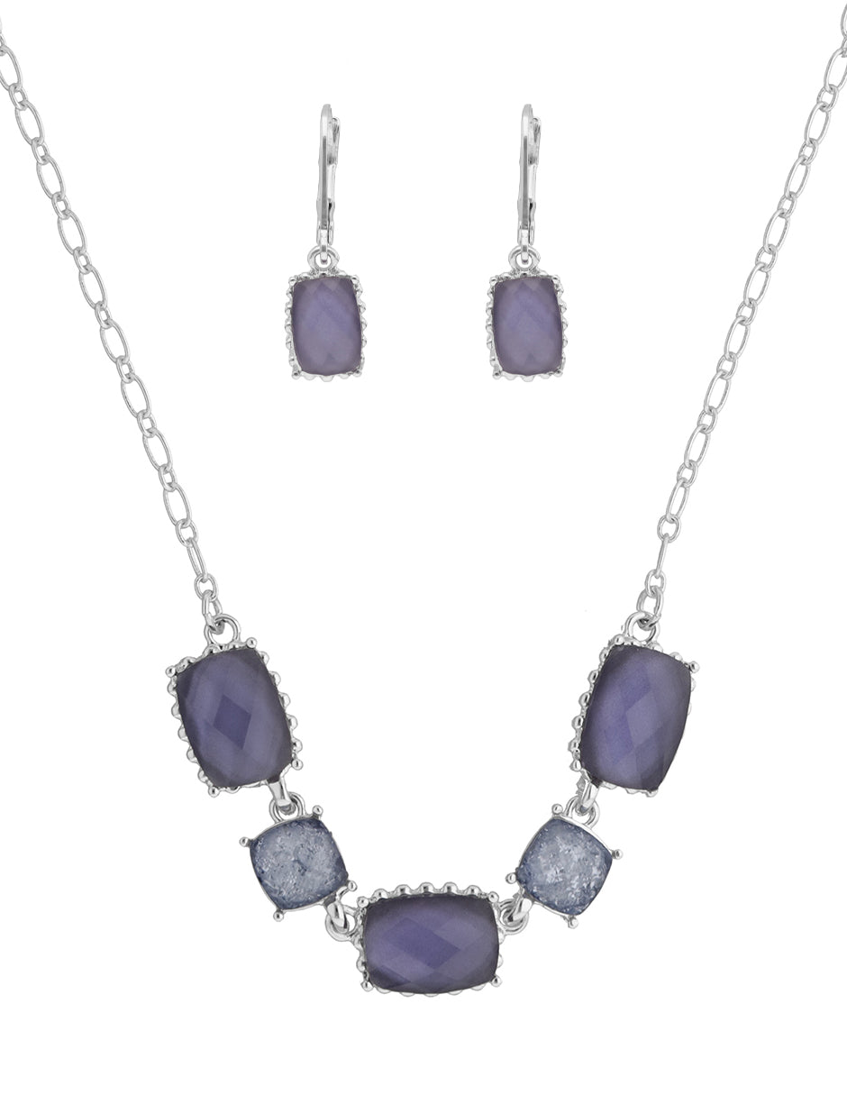 Boxset Collar Y Aretes Anne Klein Color Plateado 01B01456 Para Dama