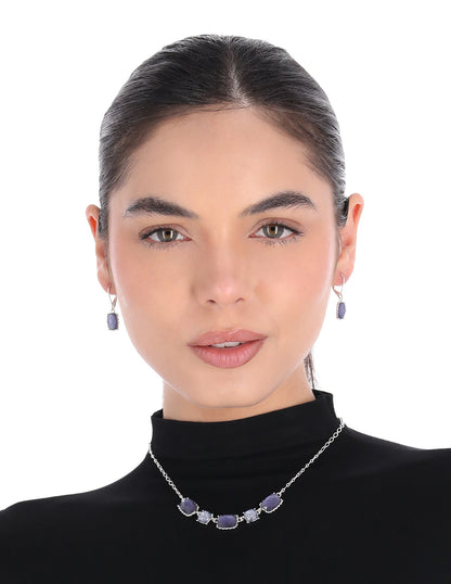 Boxset Collar Y Aretes Anne Klein Color Plateado 01B01456 Para Dama