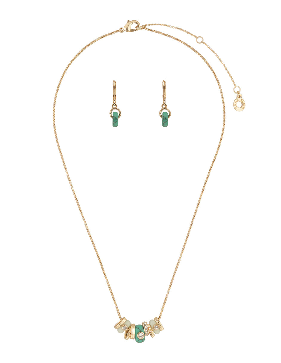 Boxset Collar Y Aretes Anne Klein Color Dorado 01B01463 Para Dama