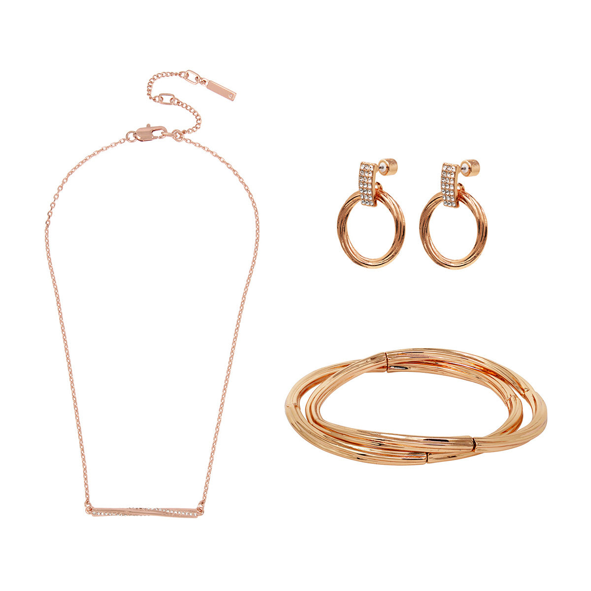 Set Aretes Kcny Color Oro Rosado 60556003-E74 Para Dama