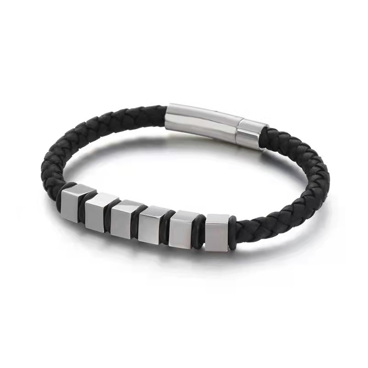 Pulsera LEE COOPER Color Negro/Plateado Lc.B.01373.351 Para Caballero