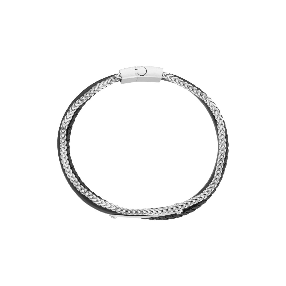 Pulsera LEE COOPER Color Plata/Negro Lc.B.01811.630 Para Caballero