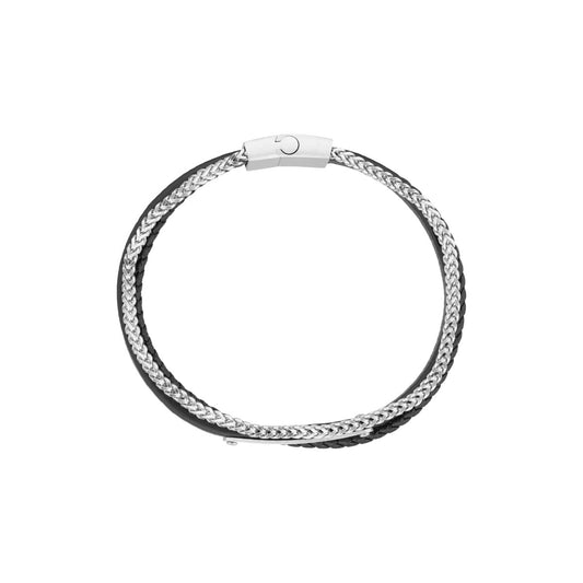 Pulsera LEE COOPER Color Plata/Negro Lc.B.01811.630 Para Caballero