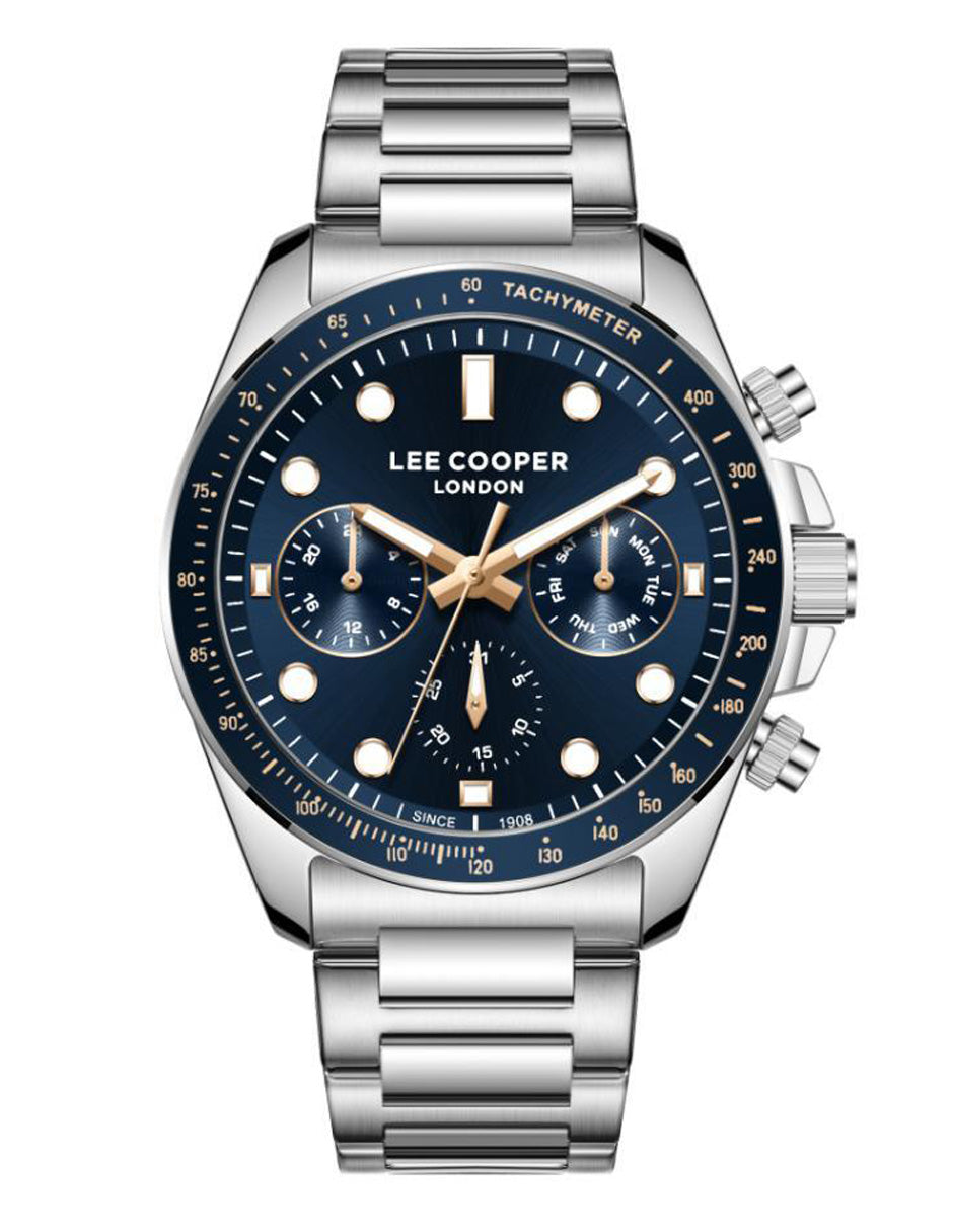 Reloj Lee Cooper Color Plateado Lc08215.360 Para Caballero