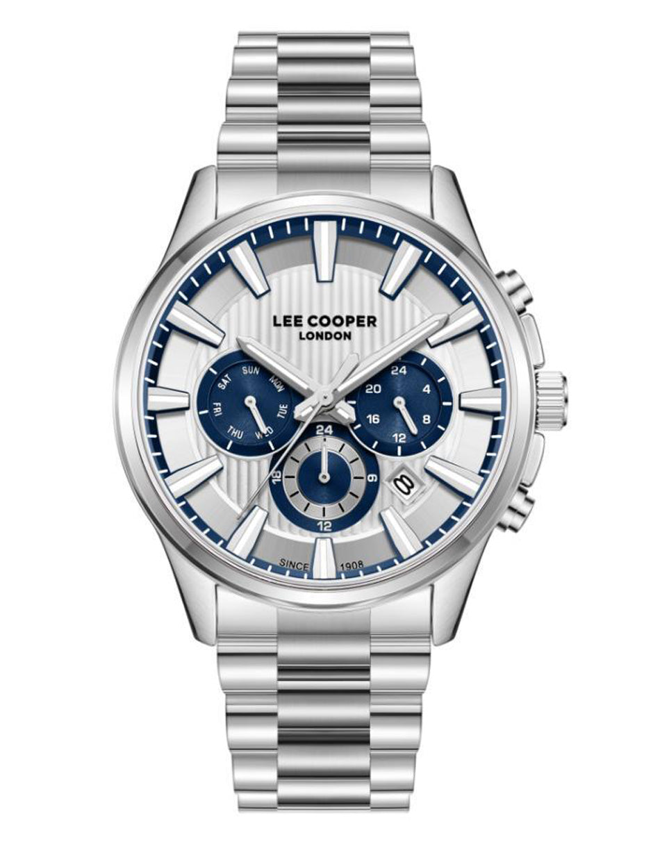 Reloj Lee Cooper Color Plateado Lc08216.330 Para Caballero